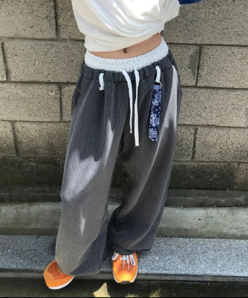 DOUBLE WAIST STRIPE SLACKS